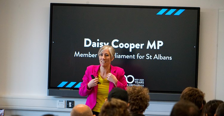Daisy Cooper MP at the opening of the Evolution centre