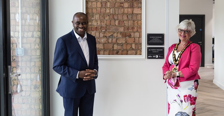 The High Sheriff of Hertfordshire Lionel Wallace DL with Stevenage Mayor Sandra Barr